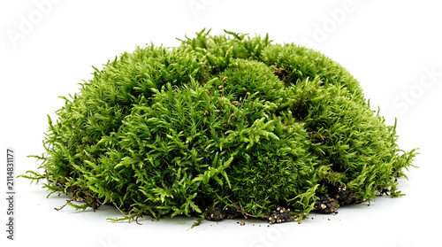 Lush green moss clump with tiny spore capsules plant