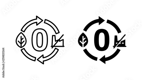 Recycling Symbol with Zero Emissions, Eco-Friendly Factory Icon, Circular Economy Concept