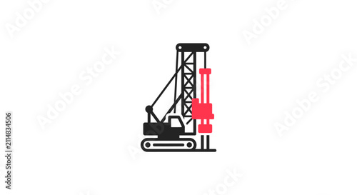 Drilling rig machine icon for heavy construction industry.
