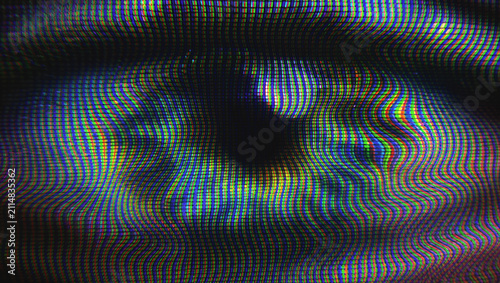 Abstract digital eye pixel screen surveillance glitch closeup colorful texture abstract digital eye pixel screen surveillance glitch closeup
