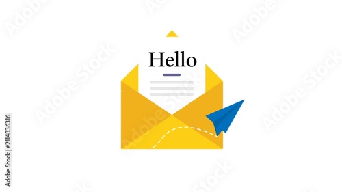 Digital Communication Concept Featuring an Open Envelope Message and Paper Plane