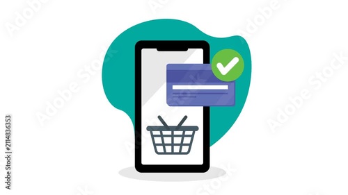Online Payment Confirmation Concept Featuring a Smartphone and Credit Card Digital Icon