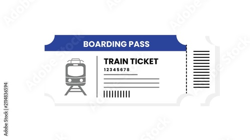 Graphic Illustration of a Train Ticket Boarding Pass for Travel and Public Transport