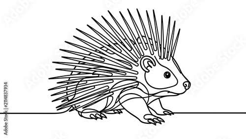 Porcupine illustration on white background.