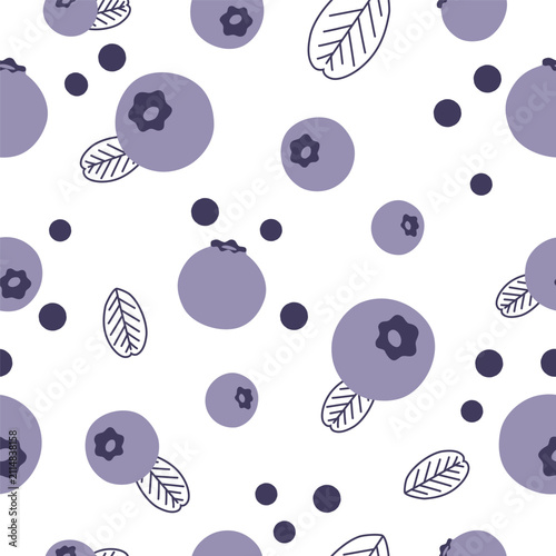 Seamless pattern of blueberries on a white background