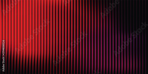 фотографія Abstract dark background with glowing red to magenta gradient vertical sound waves and audio equalizer lines, futuristic two-tone technology backdrop for music cover, gaming, and banner