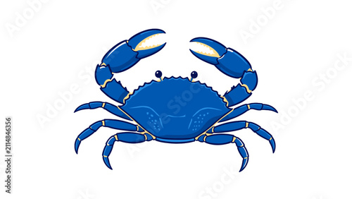 Obraz na plátně Blue crab cartoon vector illustration on white background
