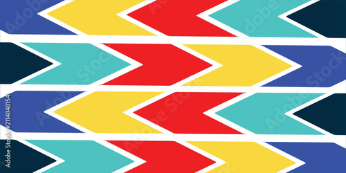 Bild auf Leinwand Colorful flat chevron arrows pointing to the right showing progression or step-b
