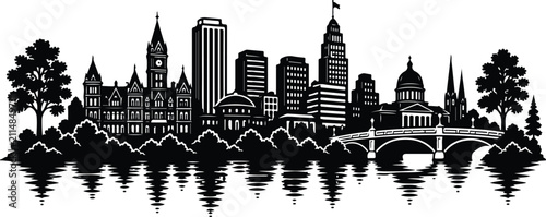 Foto Syracuse New York Skyline Silhouette Vector Illustration
