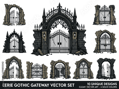 Принти на полотні Eerie Gothic Gateway Vector Set for Halloween Designs