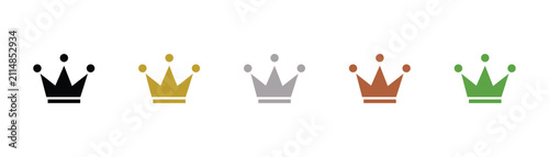 Bild auf Leinwand Royal crown icon collection in black gold silver bronze green colors for luxury