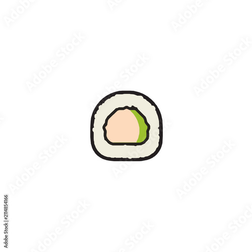 Simple cartoon sushi roll with green and pink filling