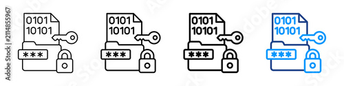 Data Encryption Icon Different Style Outline Collection Set.