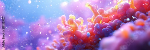 Glowing coral-like 3D landscape with abstract terra elements in vivid colors