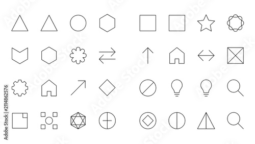 Collection of Various Simple Line Icons with Transparent Background for Graphic Design Projects