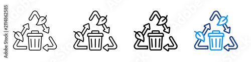Quadro su tela Biodegradable Waste Icon Different Style Outline Collection Set.
