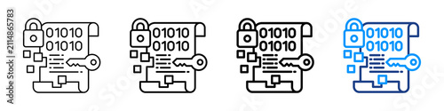 Data Encryption Icon Different Style Outline Collection Set.