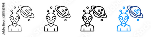 Konstfotografi Extraterrestrial Icon Different Style Outline Collection Set.