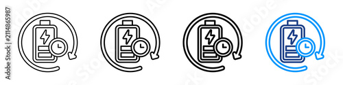 Canvastavla Battery Lifetime Icon Different Style Outline Collection Set.