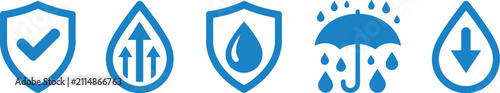 фотографія Waterproof Icon Set, Representing Water Resistance Splash Protection Moisture Sa