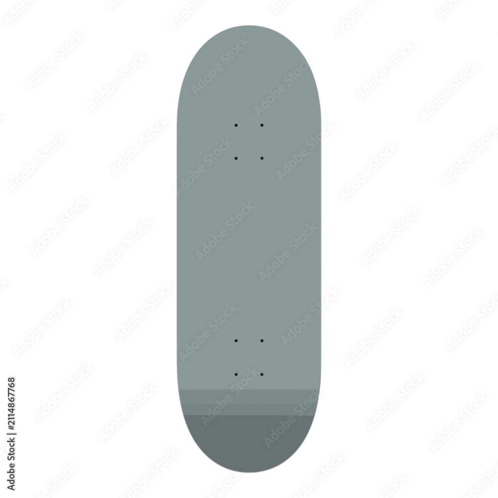 Fototapeta premium Minimalist grey skateboard deck isolated on transparent background