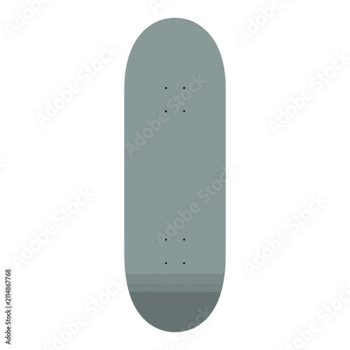 Minimalist grey skateboard deck isolated on transparent background