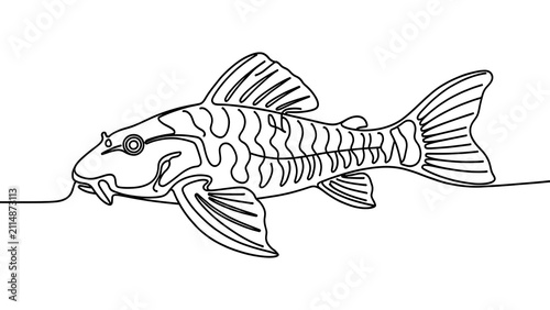 Black and white fish illustration on white background.