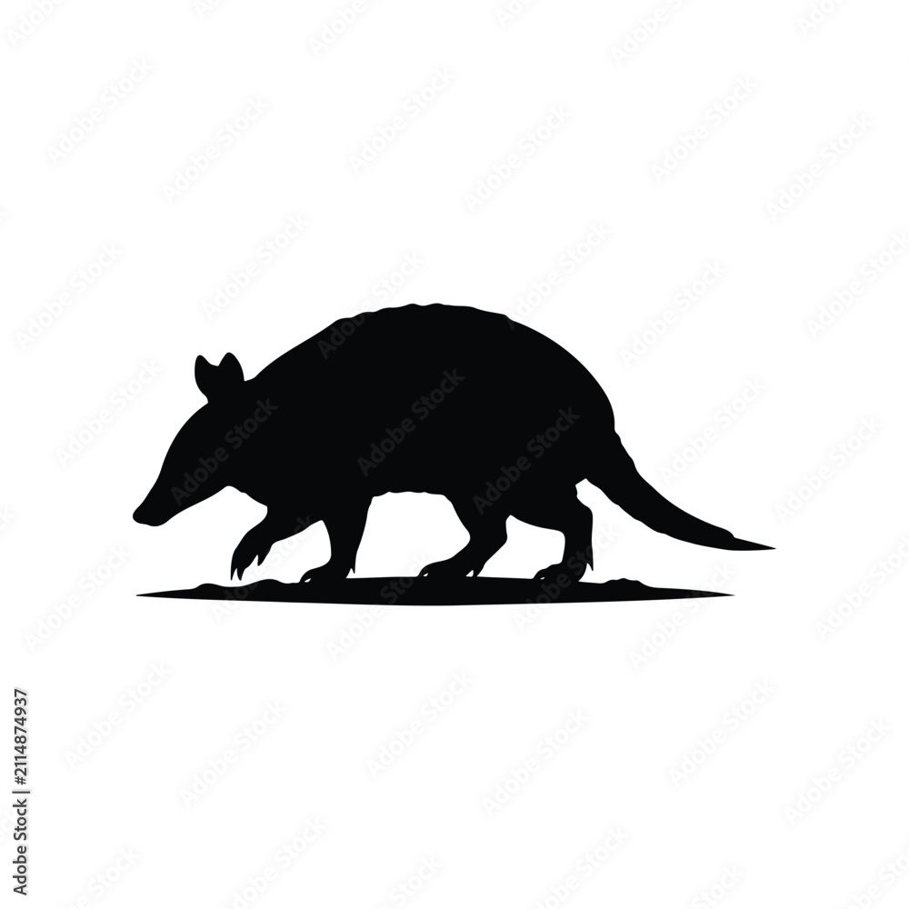 Fototapeta premium Armadillo silhouette icon vector flat design.