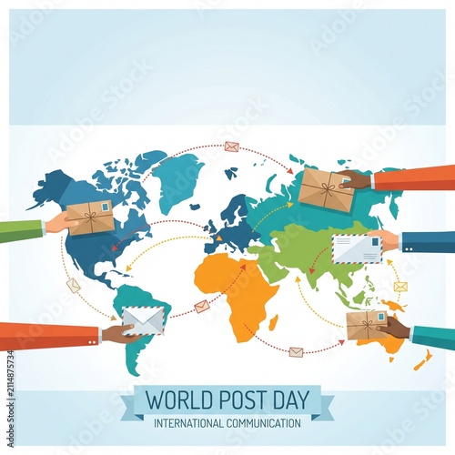 World Post Day Global Communication and International Mail Concept