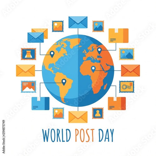 World Post Day Global Logistics and Mail Delivery Illustration