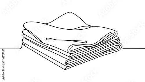 Folded towels on white background.