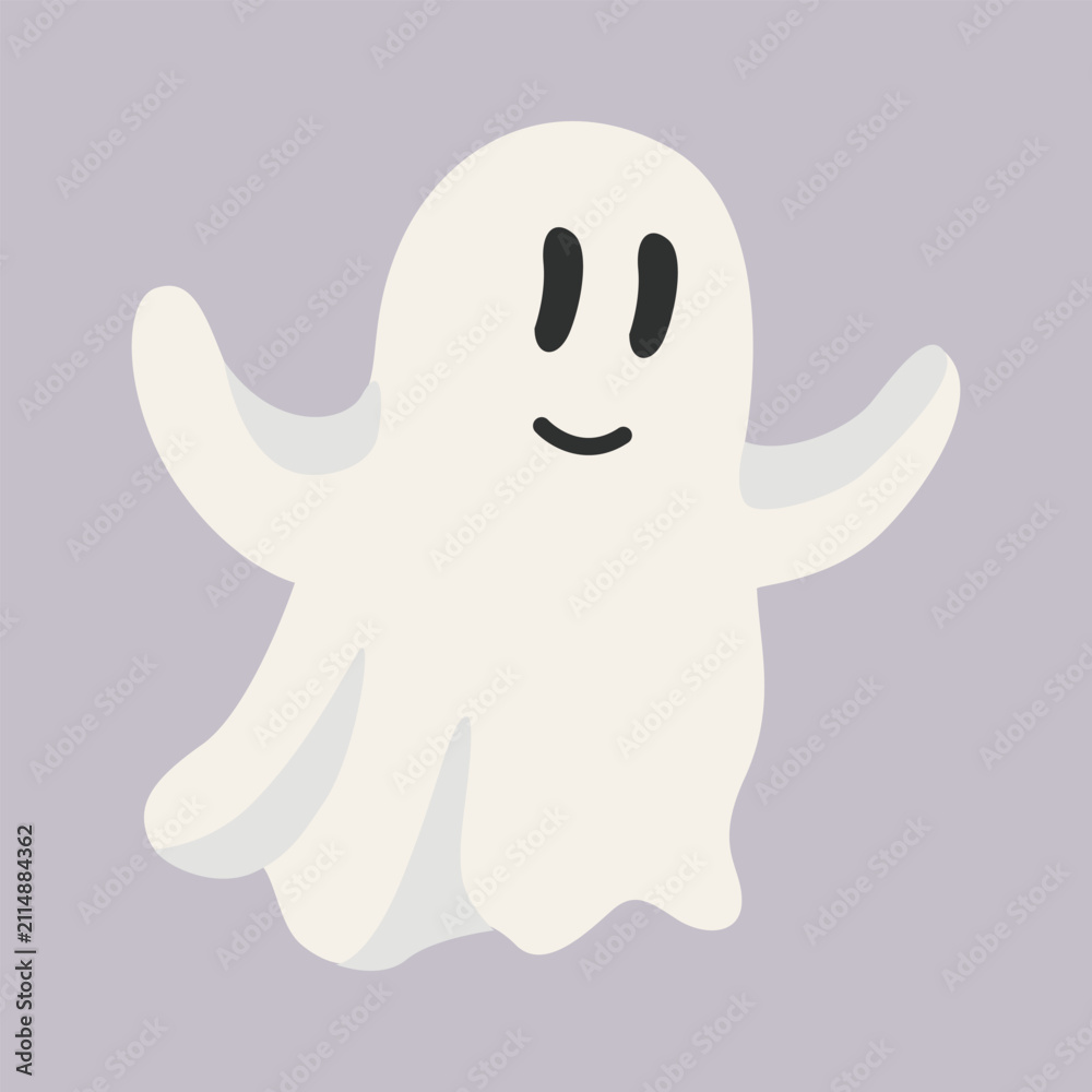Fototapeta premium Hand-drawn Halloween spooky cute ghost illustration for seasonal decor, packaging, special holiday offer clipart