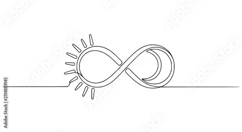 Obraz na plátne Infinity Symbol with Sun and Moon Outline