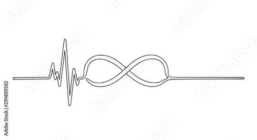 Cuadro en lienzo Heartbeat pulse line merge with infinity symbol, continuous love and life concep