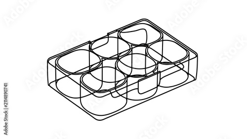 Wireframe egg carton design on white background.