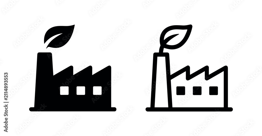Obraz premium Eco factory industry sustainable leaf icons