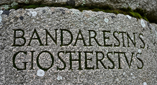 ancient stone inscription carved with a chisel