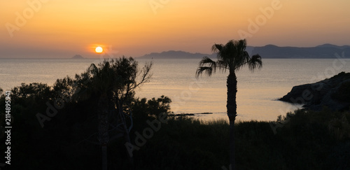 Panorama of the evening seascape in Ile des Embiez, France
