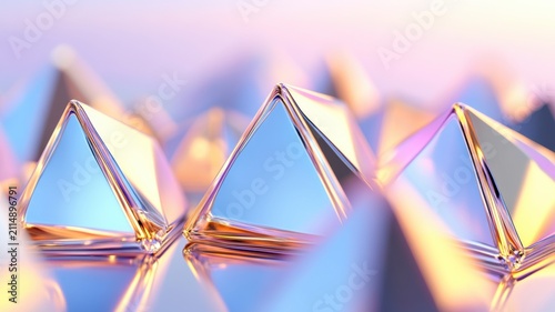 Geometric 3D triangle structures forming a digital canyon landscape