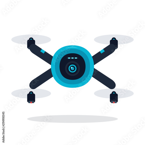 Modern Technology Drone with Camera Flat Design Vector