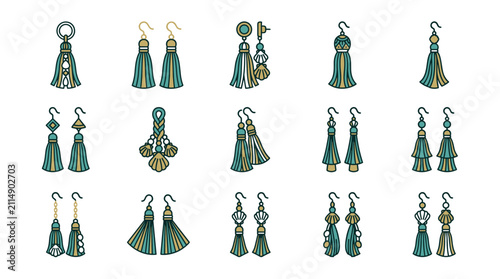 фотографія Bohemian Tassel Earrings Collection: Hand-Drawn Jewelry Designs