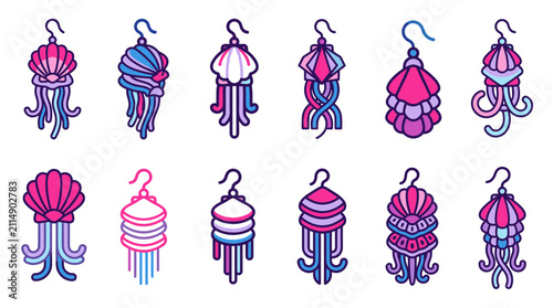 Obraz na plátně Oceanic Jellyfish & Seashell Inspired Dangle Earrings Collection