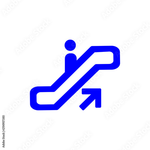 Icon, vector illustration of moving stairs with up and down arrows on a, flat icon style
