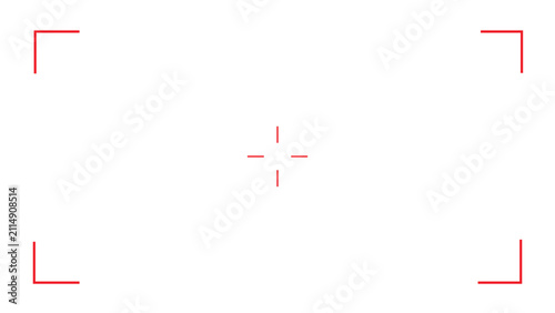 Camera Focus Reticle: A minimalist red viewfinder overlay used for precision photography and framing, capturing the essential essence of visual alignment and artistic composition.