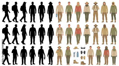 Canvastavla Professional vector collection featuring different man and woman wearing practic