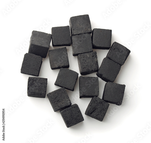 Top view of natural charcoal cubes