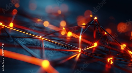 Glowing Network of Light Connections in a Digital Space