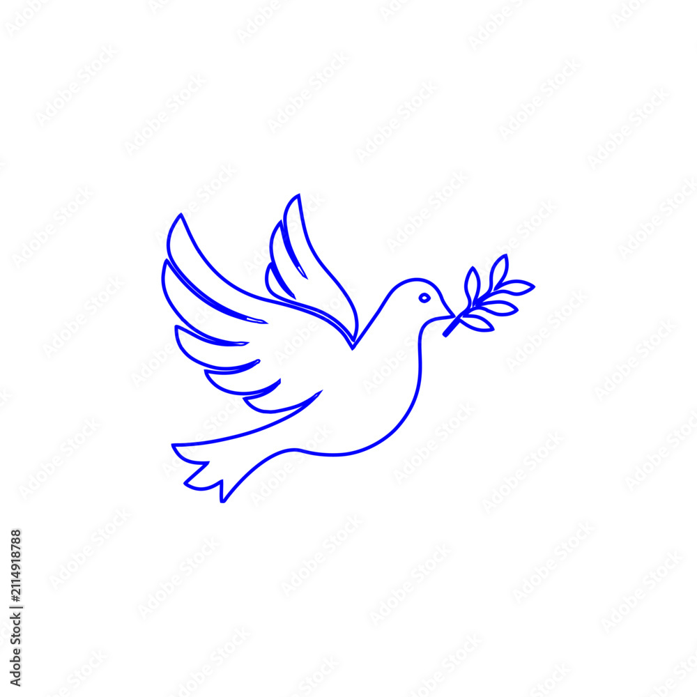 Obraz premium icon of a flying dove carrying a branch