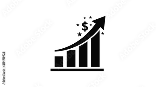 Financial Growth Chart Silhouette On Transparent Background