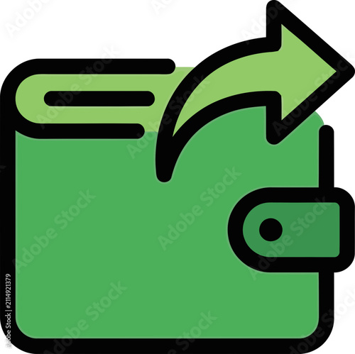 Фотография Green wallet with outgoing arrow icon, symbolizing money transfer and digital pa